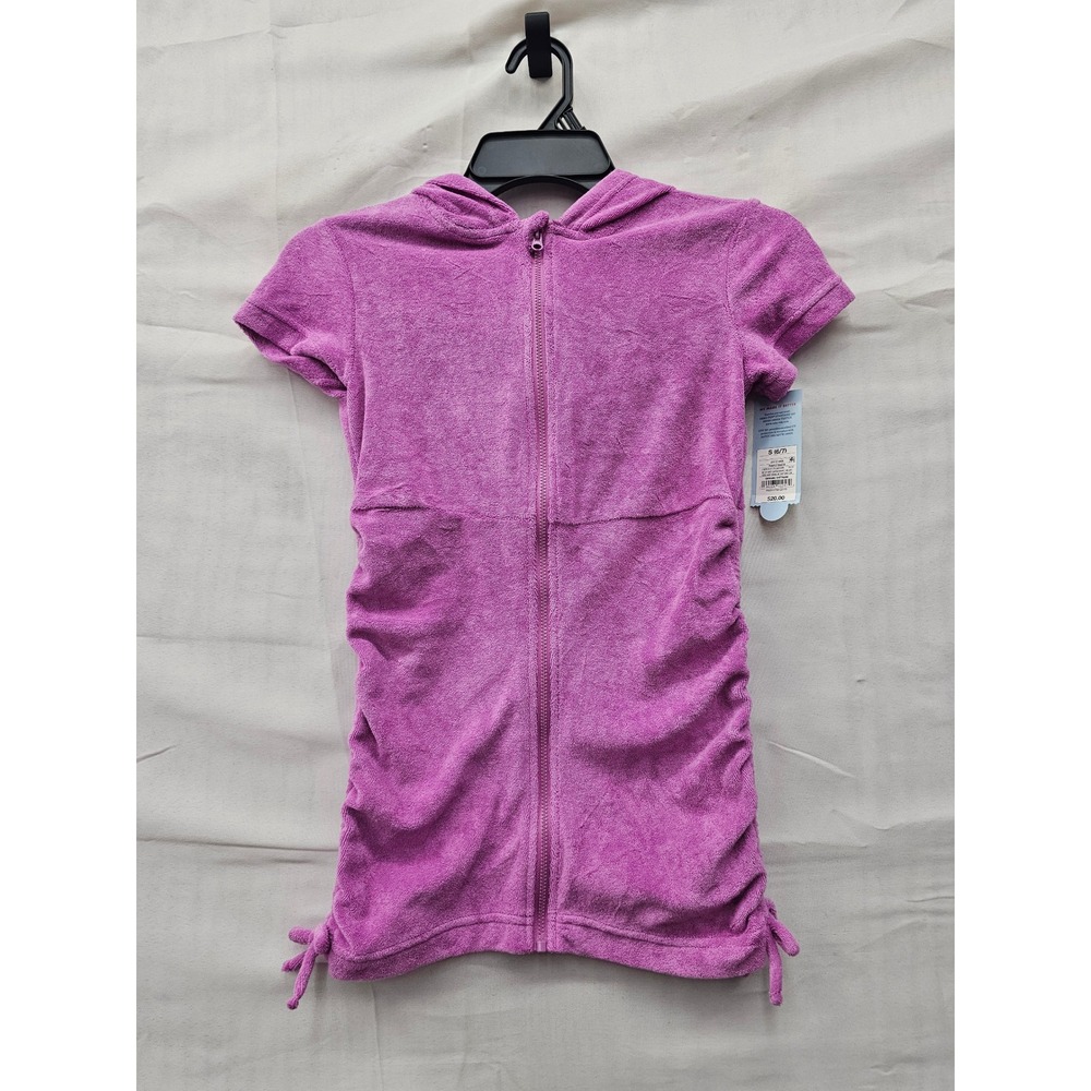 Cat & Jack Girls Terry Hooded Cover-Up Purple Cotton Blend Casual Size Small
